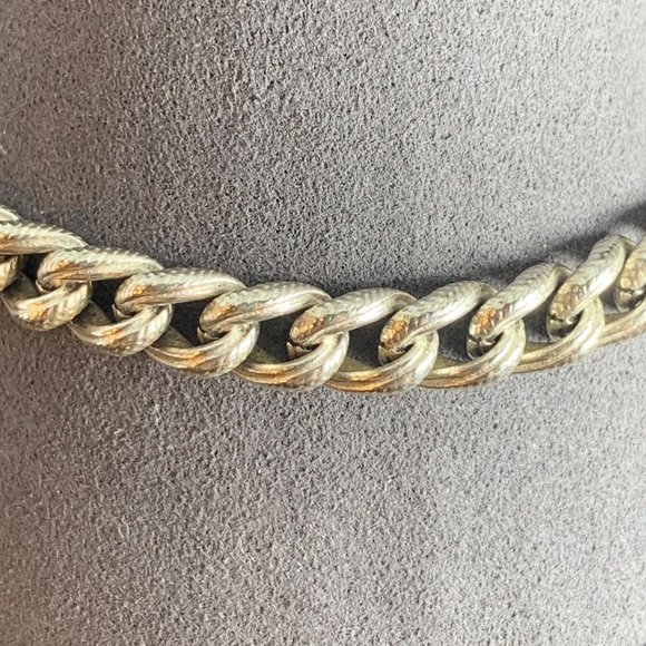 Vintage Sterling Silver 925 Textured Curb Link Bracelet, Lobster Claw Clasp 8" - Picture 5 of 9